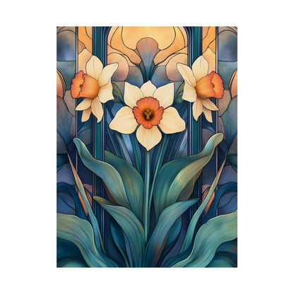 Elegant Daffodil Floral Fine Art Print - Matte Vertical Poster - Daffodil Art Print for Home Décor