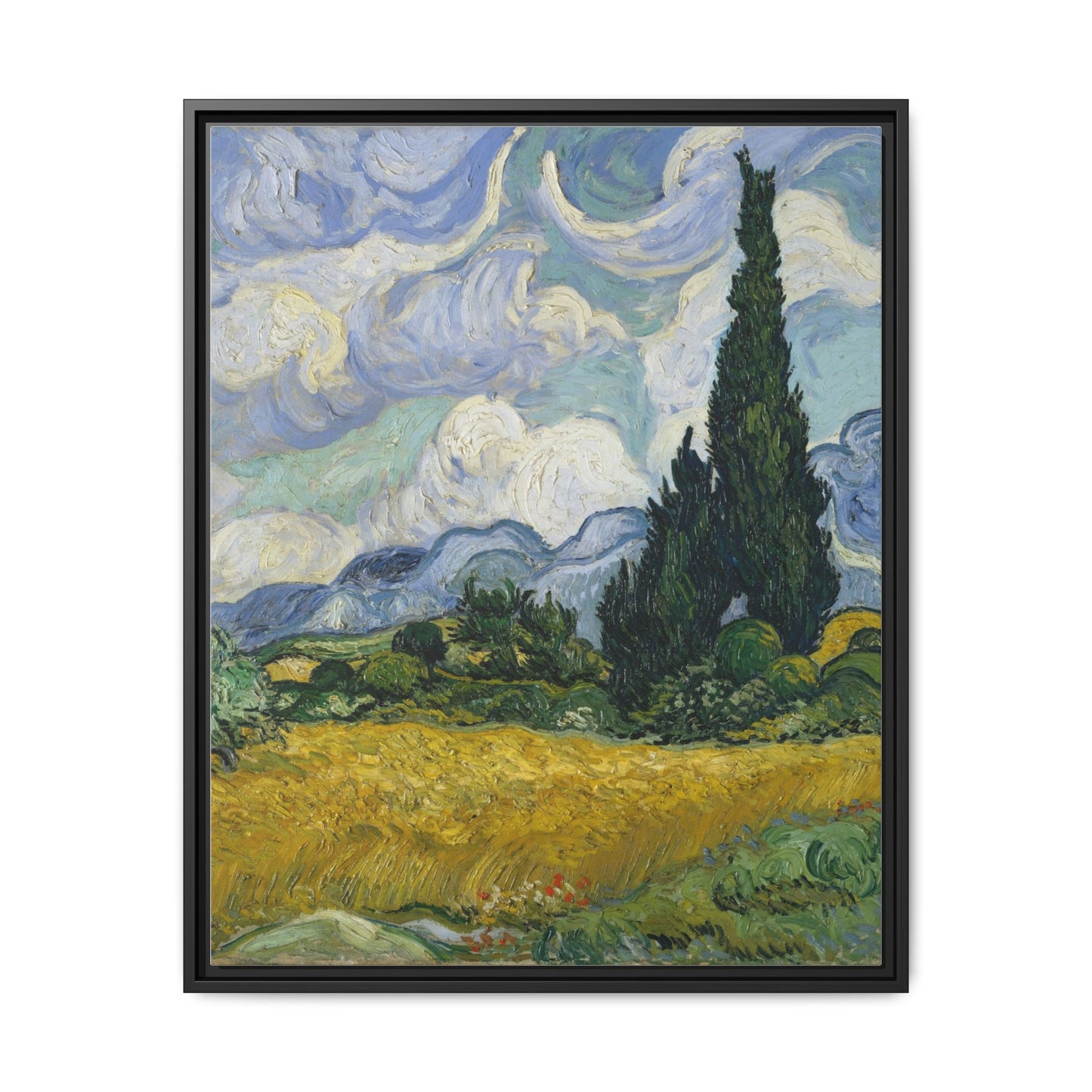 Van Gogh - Wheat Field with Cypresses - Museum Collection - Framed Canvas Print