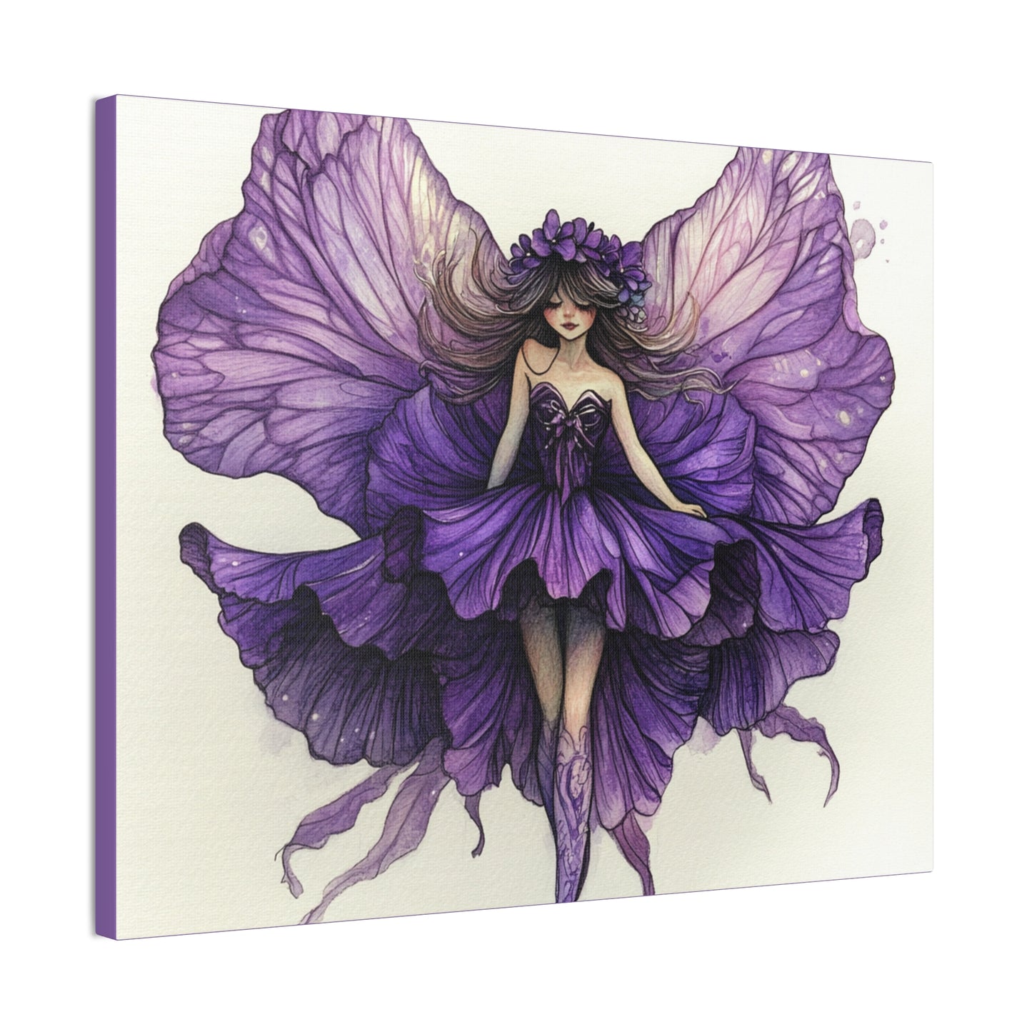 A Violet Affair - Fairies & Flowers Collection - Wall Art - on Canvas