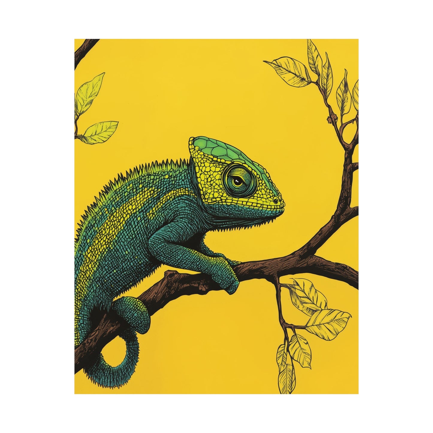 I am not Amused - The Candid Chameleon - Whimsical Animals - Fine Art Print - Vertical Poster - Bohemian Wall Art