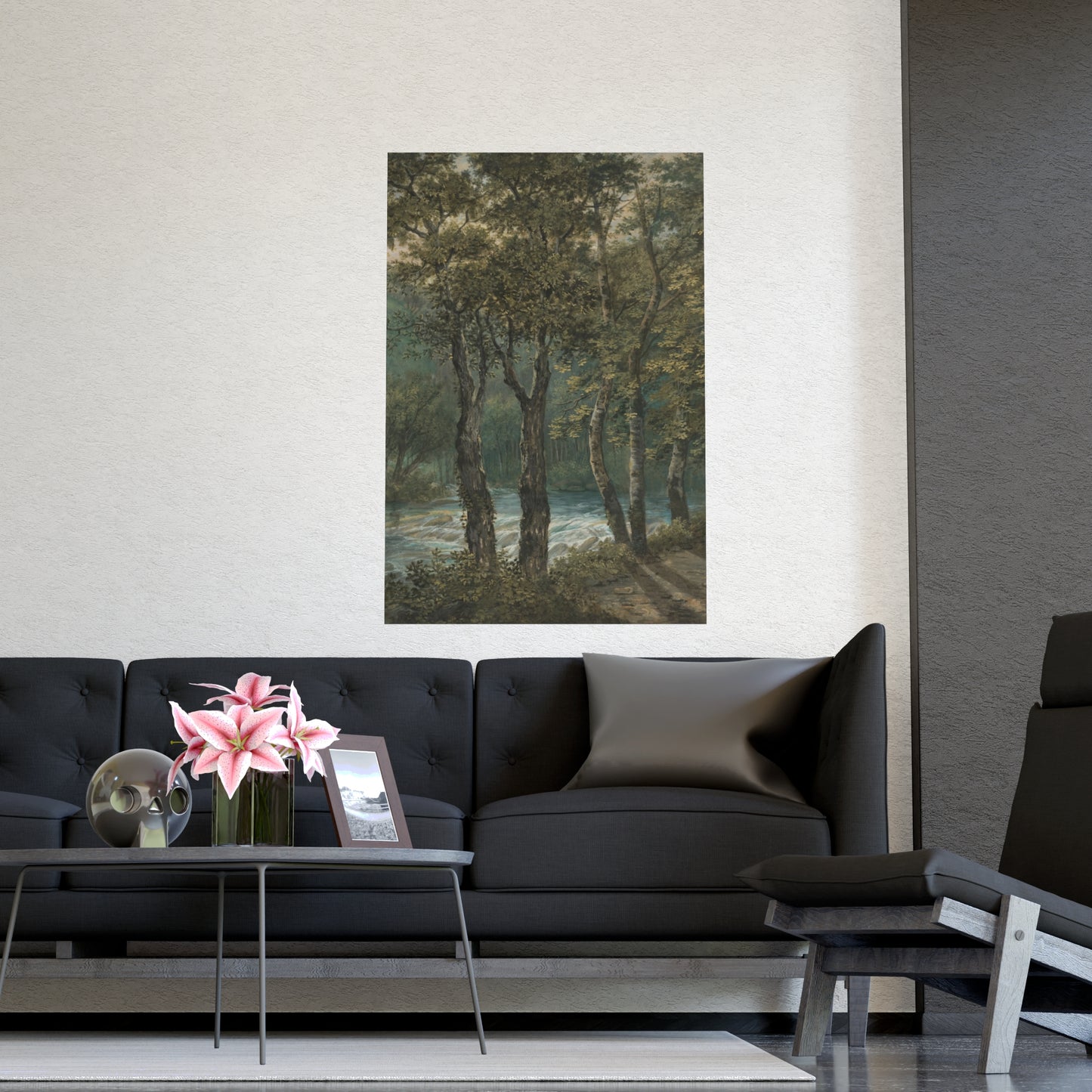 Sunlight Through Trees River Sihl - Forest Landscape Fine Art Poster