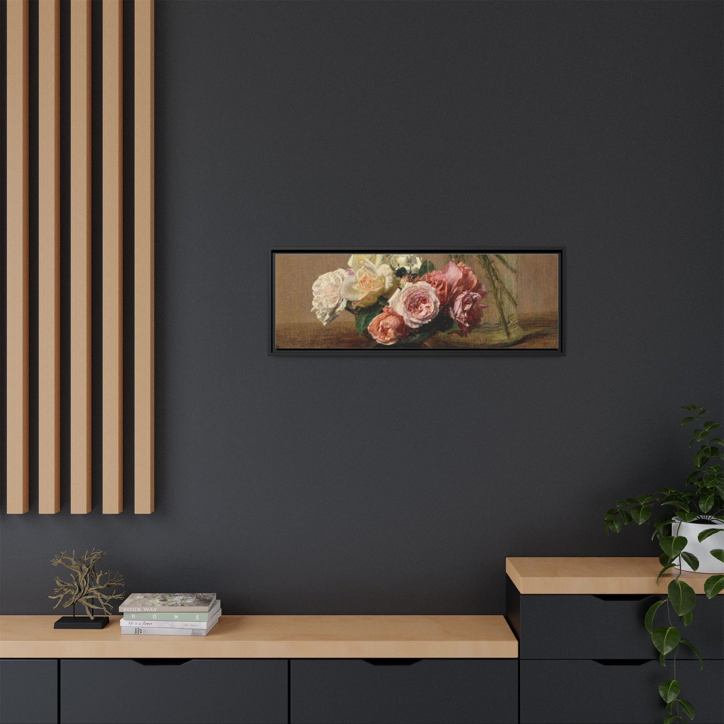 Henri Fantin-Latour : Roses and Lilies (1888) - Giclee Fine Art Print - Museum Collection Framed Canvas Print