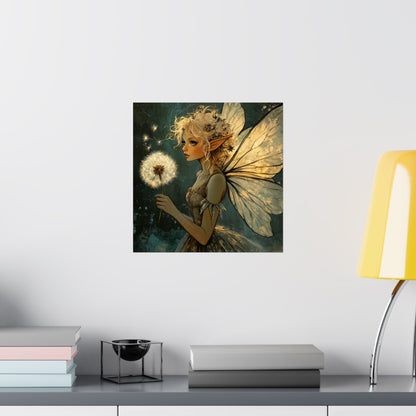 Best Wishes For You - Fairy with Dandelion - Flowers & Fairies Series - Enchanting Wall Art - Vertical Poster - Whimsical Wall Art for Dreamers