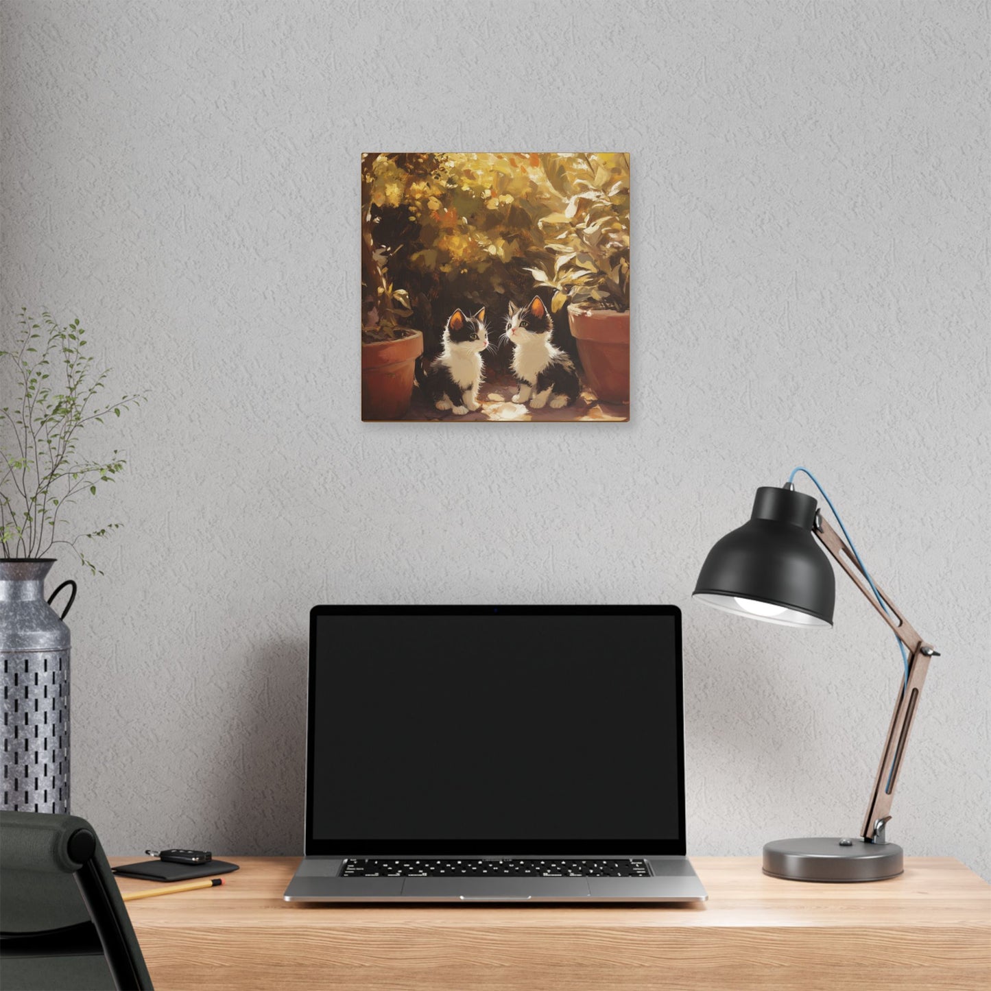 Kittens Conspire  - Garden Friends Series - Fine Art Print on Canvas
