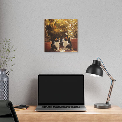 Kittens Conspire  - Garden Friends Series - Fine Art Print on Canvas