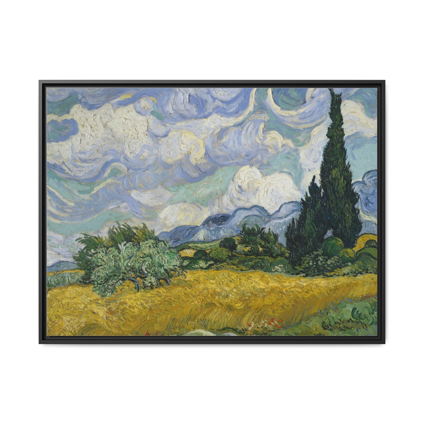 Van Gogh - Wheat Field with Cypresses - Museum Collection - Framed Canvas Print