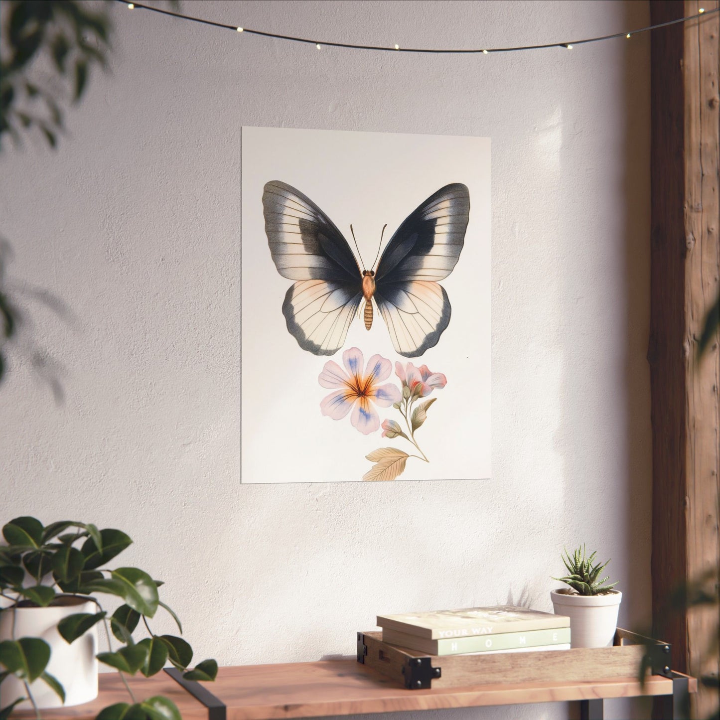 Vintage Butterfly Botanical Print - Matte Vertical Poster - Elegant Wall Art for Nature Lovers