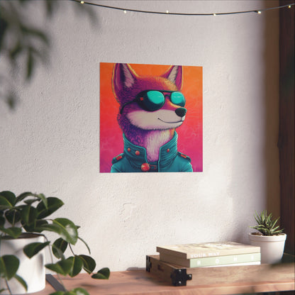 Fetching Fox - Whimsical Animals Art Poster Series - Trendy Wall Art - Vibrant Art Prints - Funny Animal Portrait Style Posters