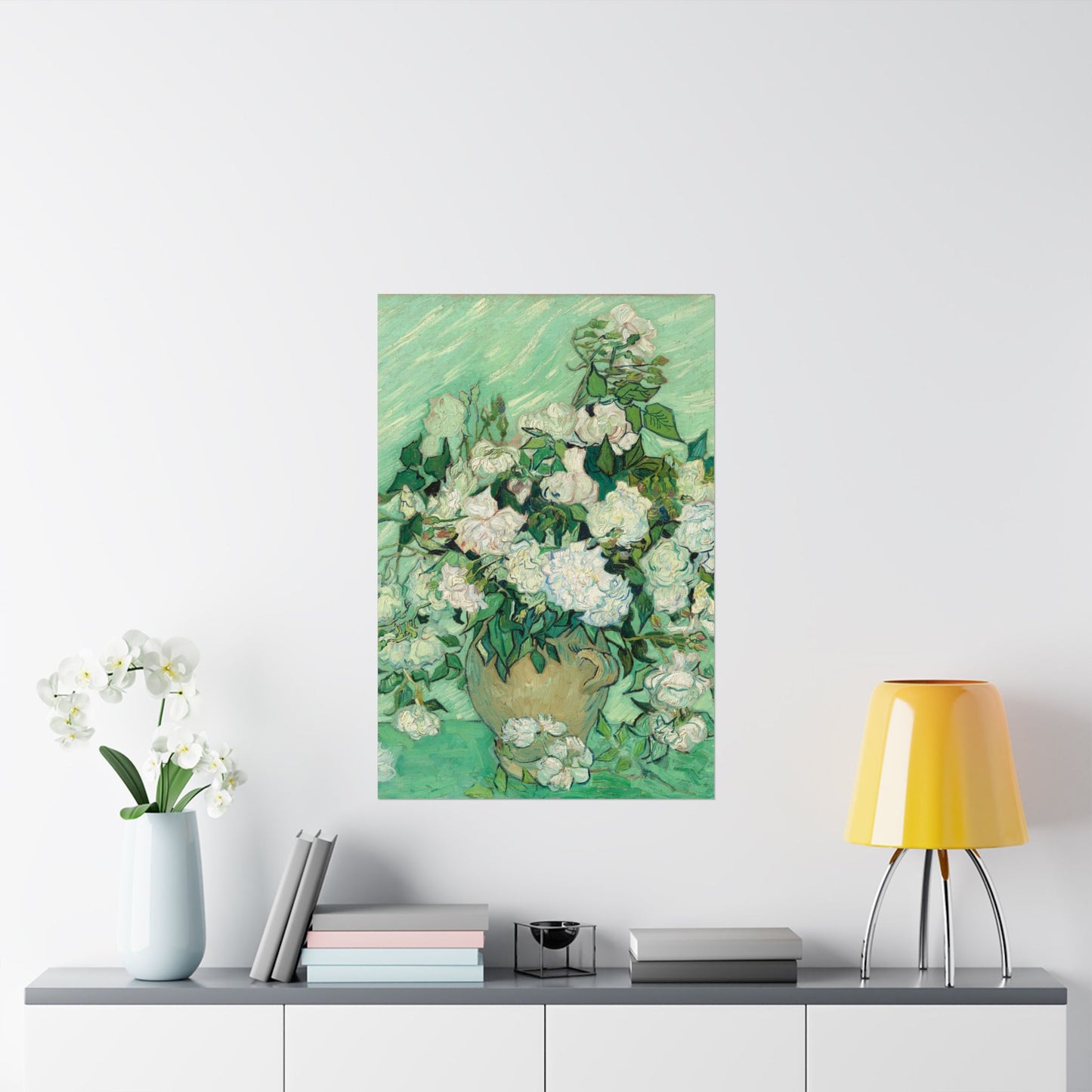 White Roses Painting - Fine Art Prints - Vintage Painting Prints - Elegant Floral - Matte Vertical Poster - White Roses Art Print