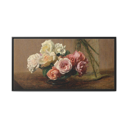Henri Fantin-Latour : Roses and Lilies (1888) - Giclee Fine Art Print - Museum Collection Framed Canvas Print