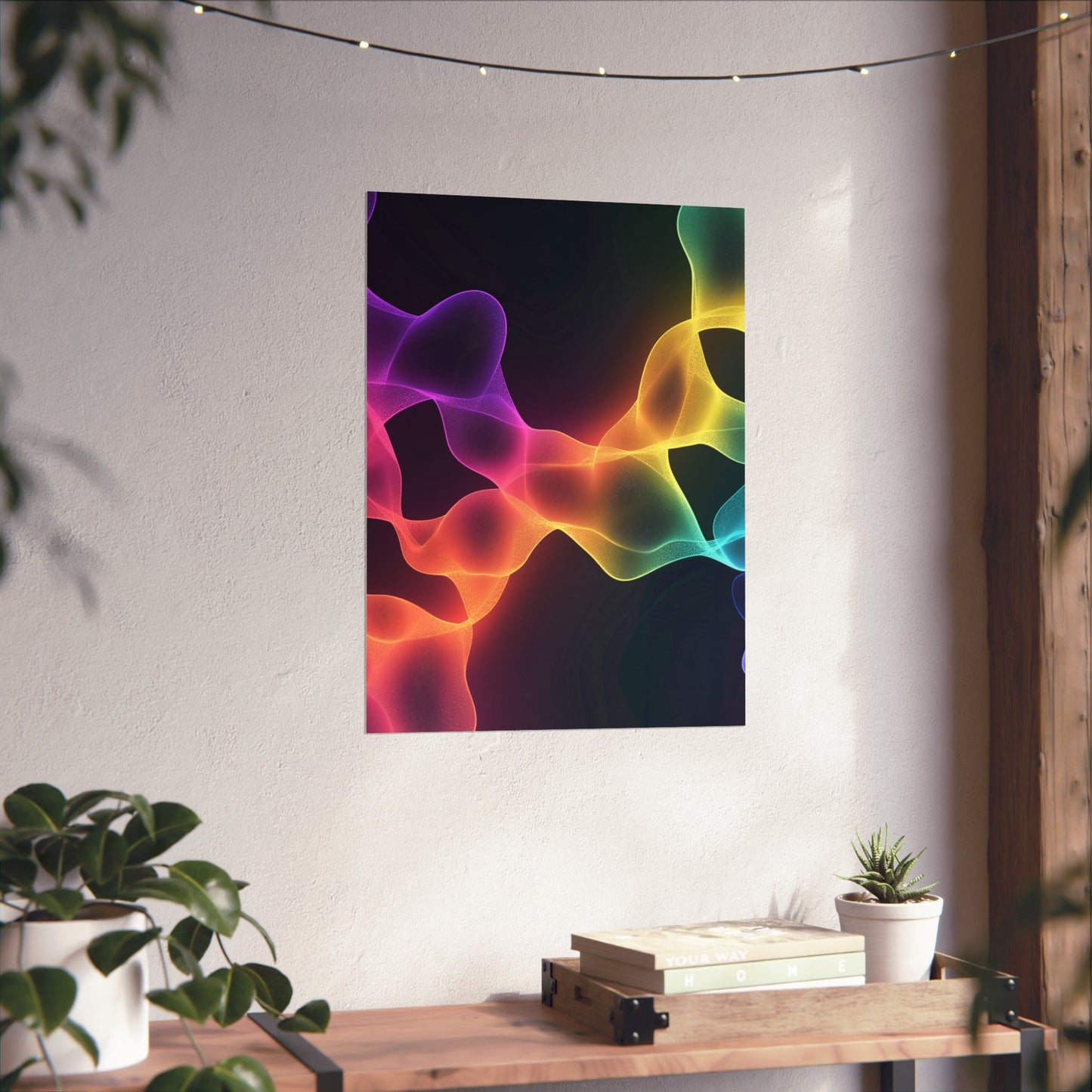 Vibrant Spectrum Abstract Poster - Colorful Wavelengths Energetic Art Print - Black Light Art - Spectrum of Light Wall Art