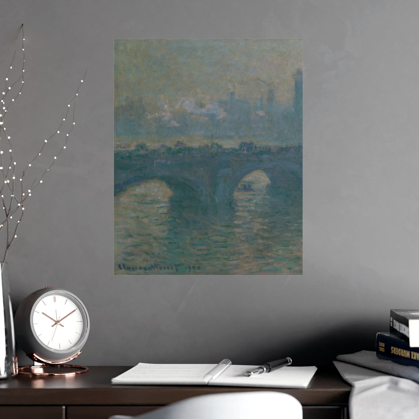 Waterloo Bridge Gray Weather - Monet Fine Art Poster