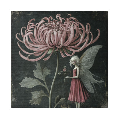 Only Chrysanthemum Will Do - Fairies & Flowers Wall Art Collection on Canvas
