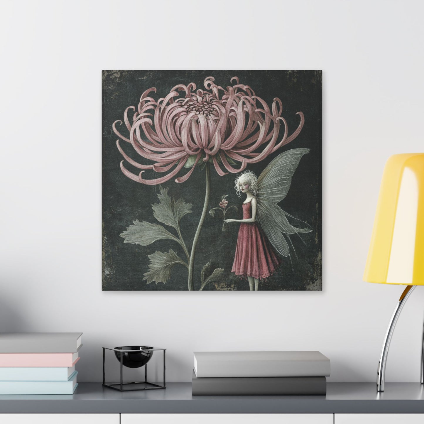 Only Chrysanthemum Will Do - Fairies & Flowers Wall Art Collection on Canvas