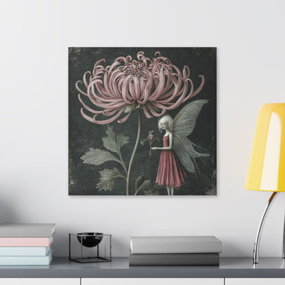 Only Chrysanthemum Will Do - Fairies & Flowers Wall Art Collection on Canvas