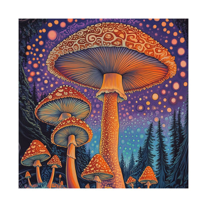 Psychedelic Night Mushroom Art Print - Vertical Poster - Vibrant Wall Art - Nature - Trippy - Bedroom Poster