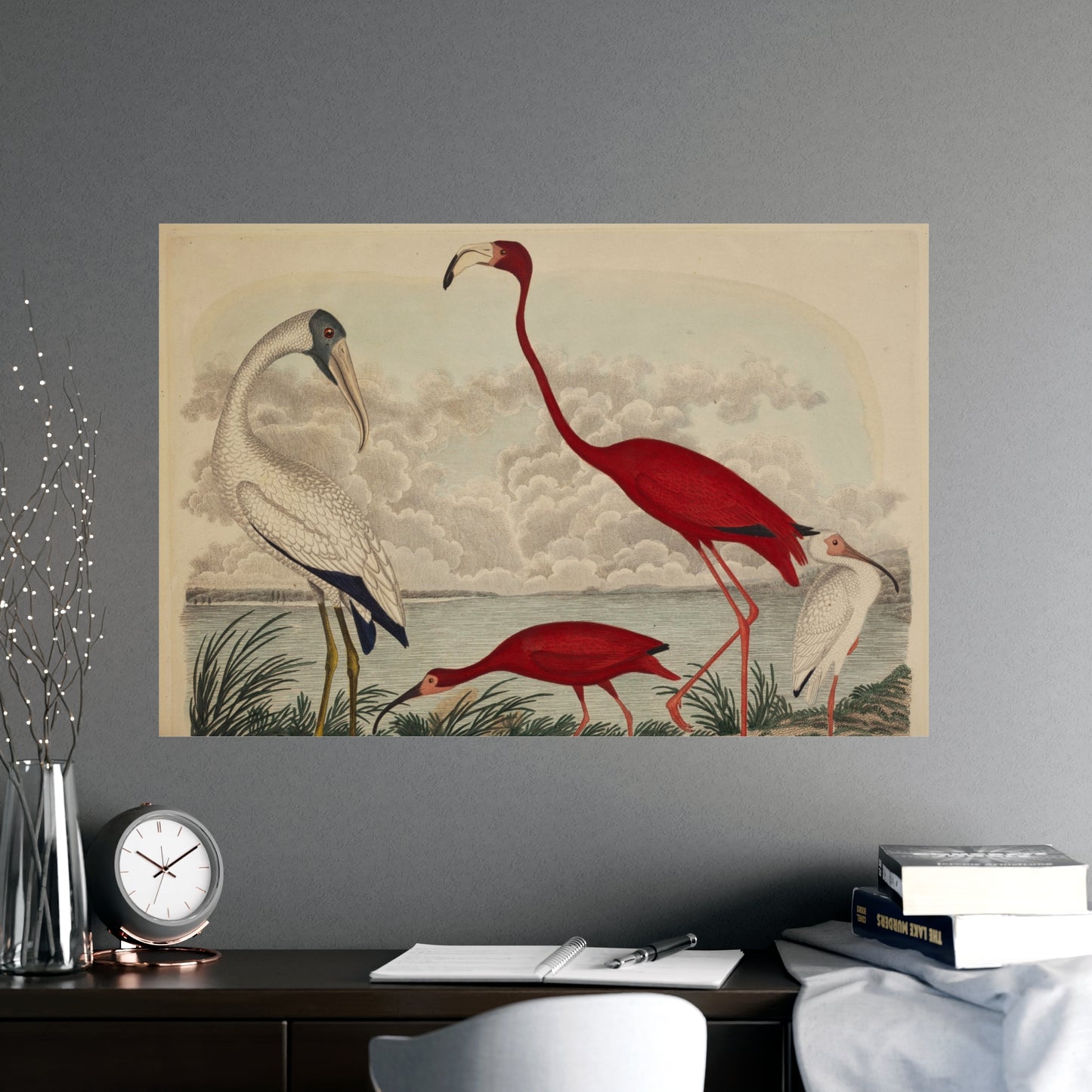 Scarlet Ibis and Flamingo - Vintage Bird Fine Art Poster