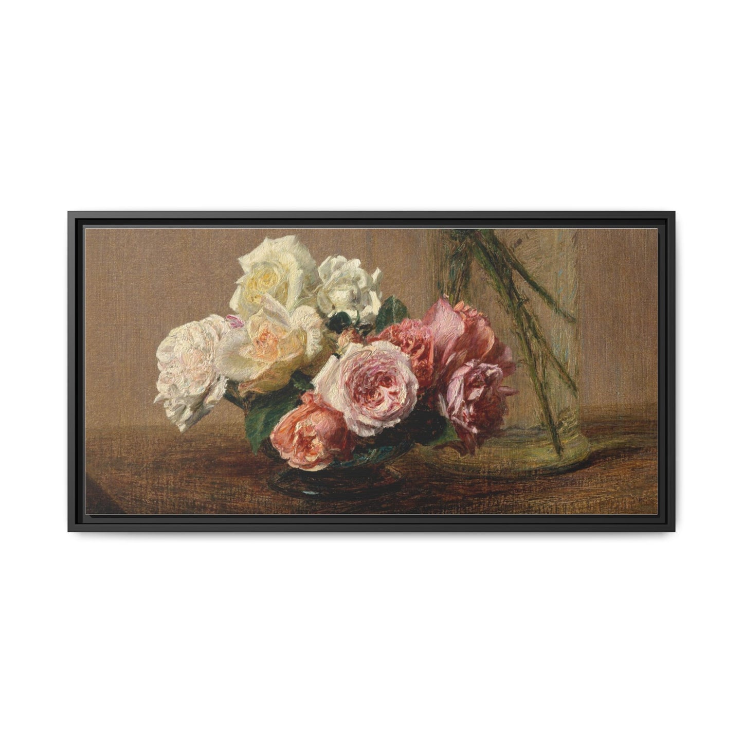 Henri Fantin-Latour : Roses and Lilies (1888) - Giclee Fine Art Print - Museum Collection Framed Canvas Print