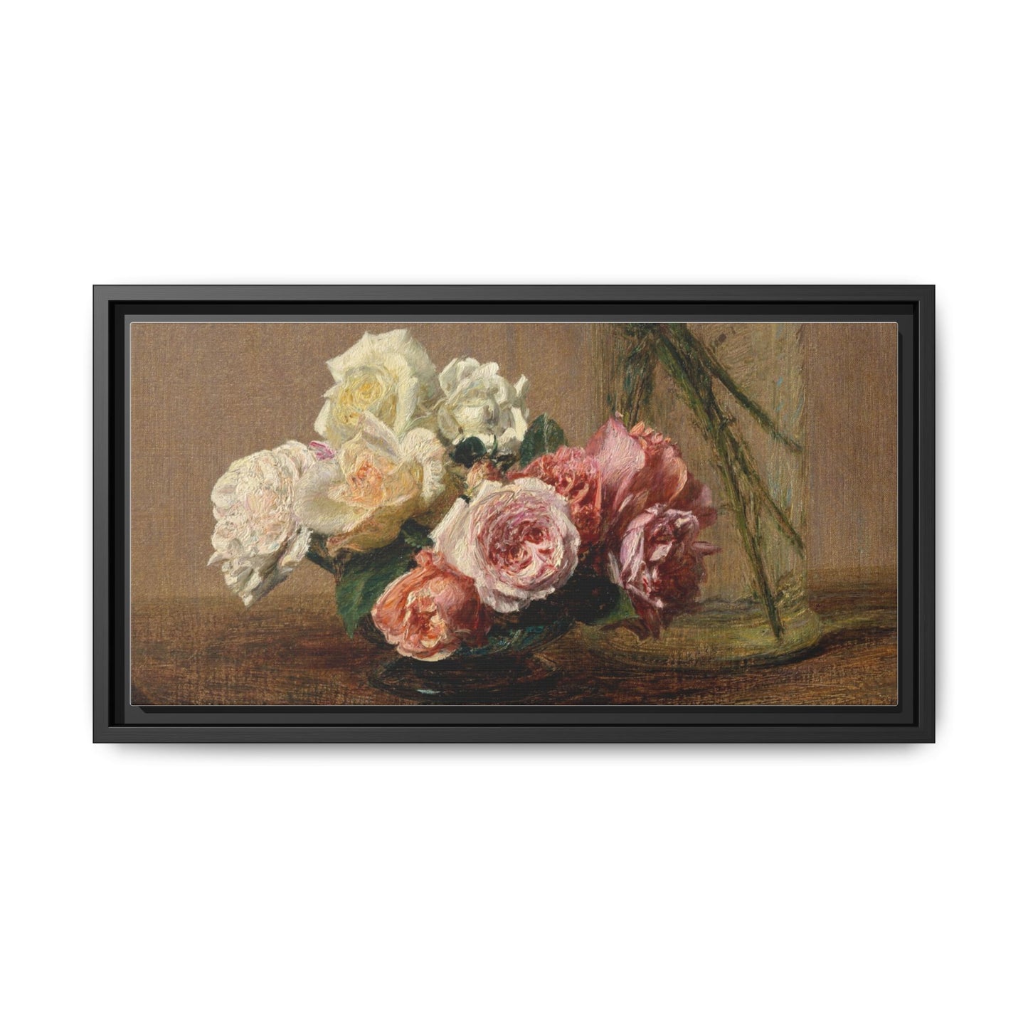 Henri Fantin-Latour : Roses and Lilies (1888) - Giclee Fine Art Print - Museum Collection Framed Canvas Print