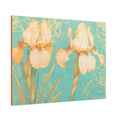 Iris Flowers on Turquois - Stretched Canvas