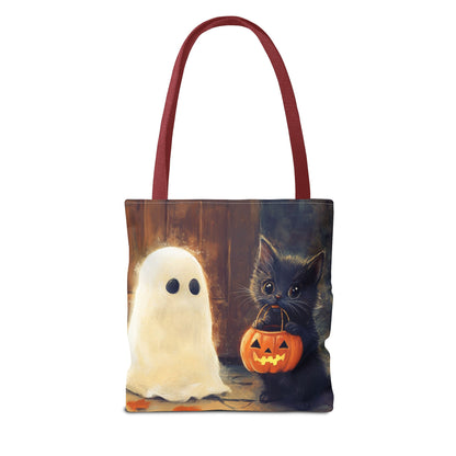 Trick or Treat Halloween Tote Bag - Kitten & Friendly Ghost