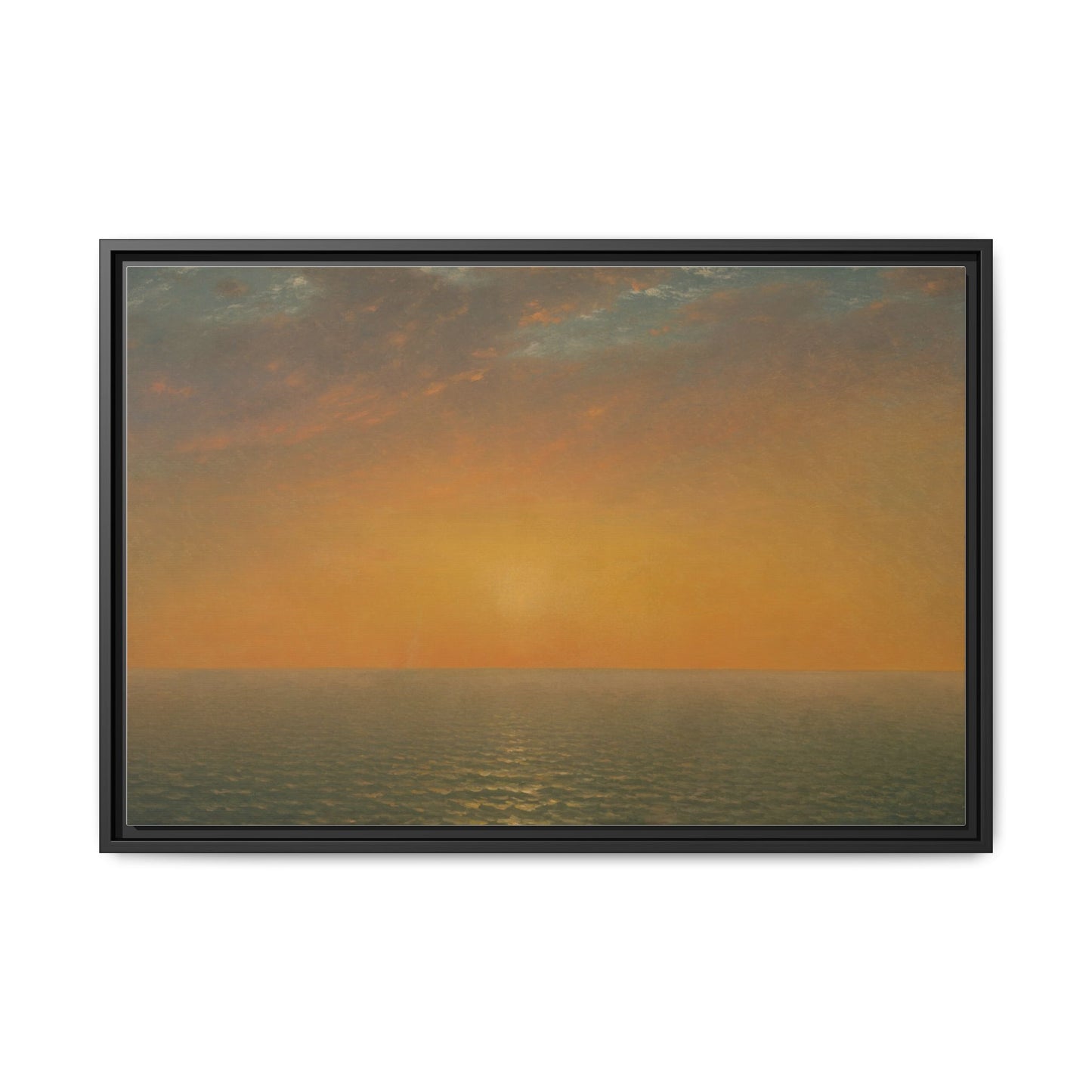 John Frederick Kensett : Sunset on the Sea (1872) - Museum Collection - Framed Canvas Print