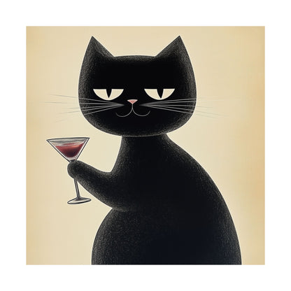 Cat with a Cocktail - Cat Café Series - Fine art print - Matte Vertical Wall Art  - Poster Print - for Cat Lovers