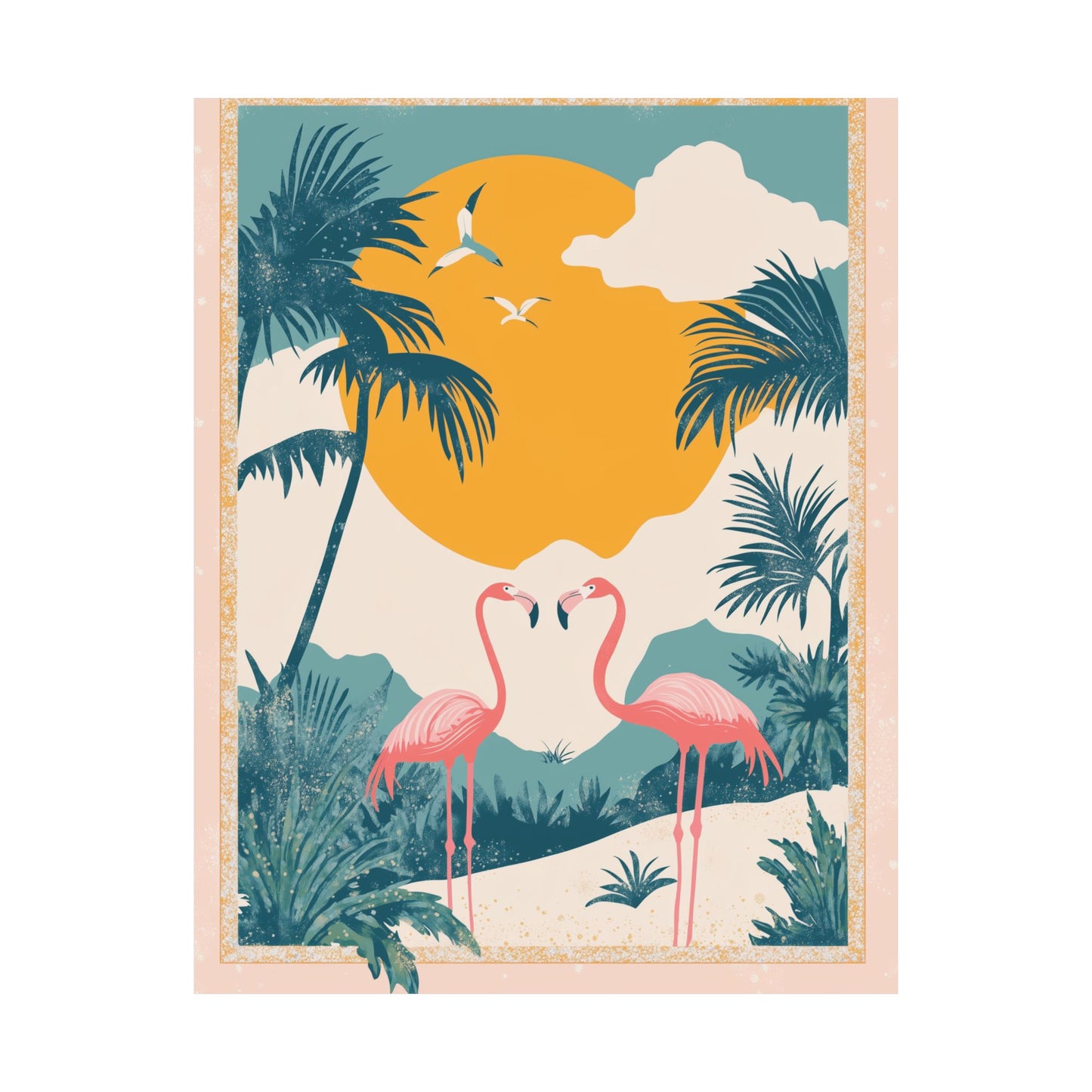 Welcome to Miami - Tropical Flamingo Poster - Boho Wall Art - Bohemian Art Prints - Home Décor