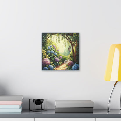 Hydrangea Courtyard - Secret Garden Series - Fine Art Print on Canvas