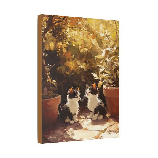 Kittens Conspire  - Garden Friends Series - Fine Art Print on Canvas
