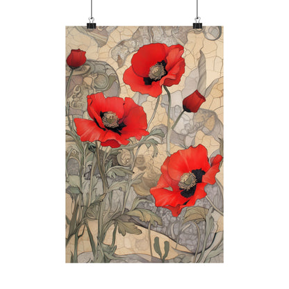 Pretty Poppy Fine Art Print - Floral Matte Vertical Poster – Artwork for Home Décor