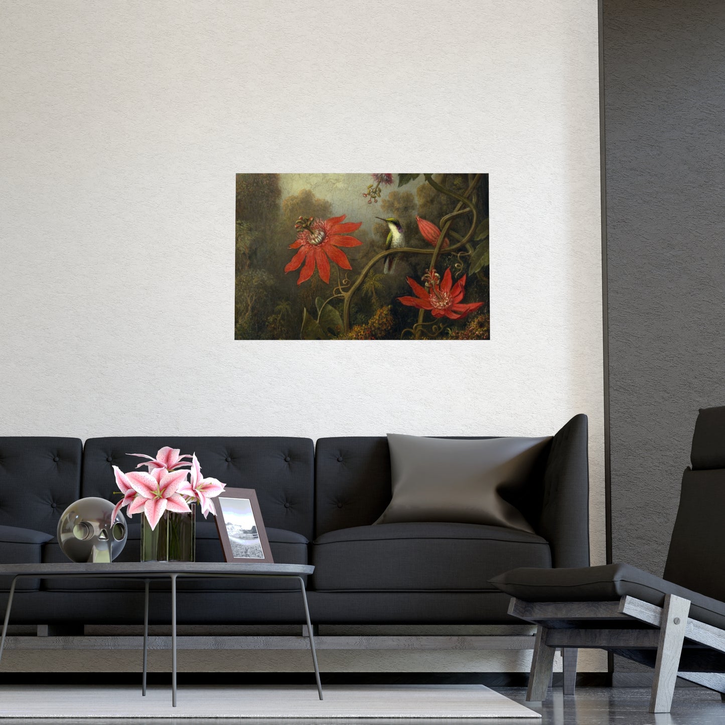 Hummingbird in Lush Tropical Landscape - Museum Collection - Fine Art Poster