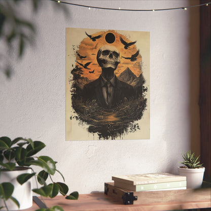 Mystic Black Sun Skull Gothic Poster - Dark Art - Fine Art Prints - Wall Art