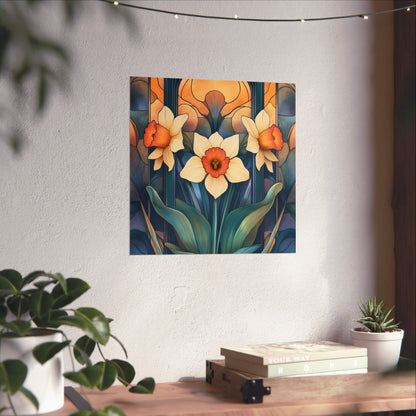 Elegant Daffodil Floral Fine Art Print - Matte Vertical Poster - Daffodil Art Print for Home Décor