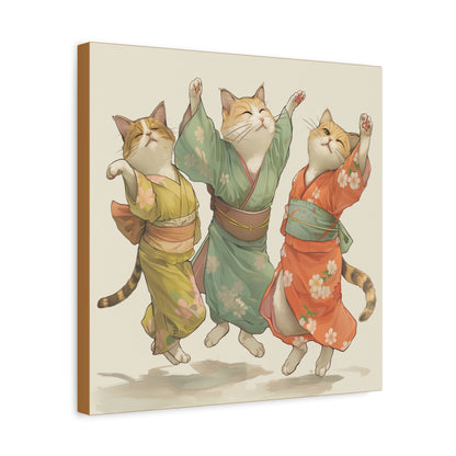 Cheery Cats Prancing - Wall Art Canvas - Home Décor