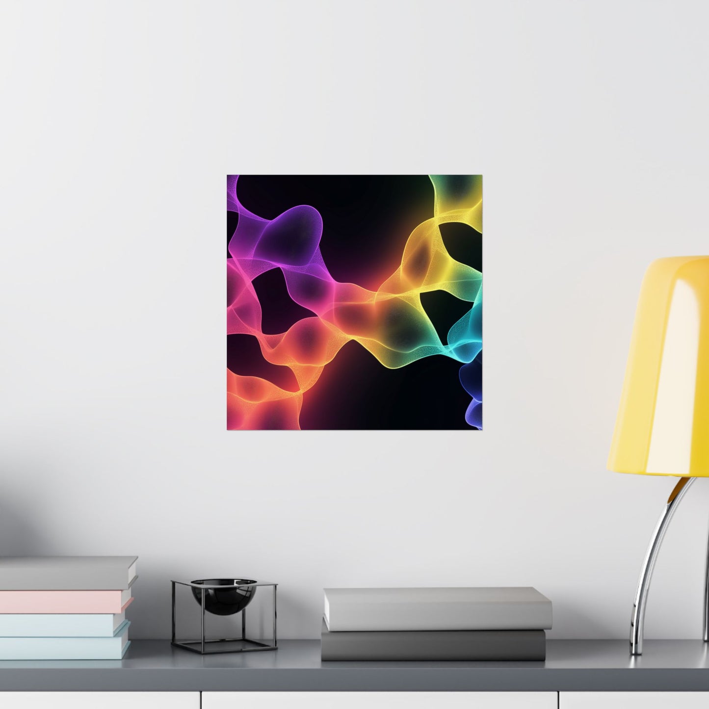Vibrant Spectrum Abstract Poster - Colorful Wavelengths Energetic Art Print - Black Light Art - Spectrum of Light Wall Art