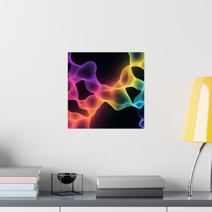 Vibrant Spectrum Abstract Poster - Colorful Wavelengths Energetic Art Print - Black Light Art - Spectrum of Light Wall Art