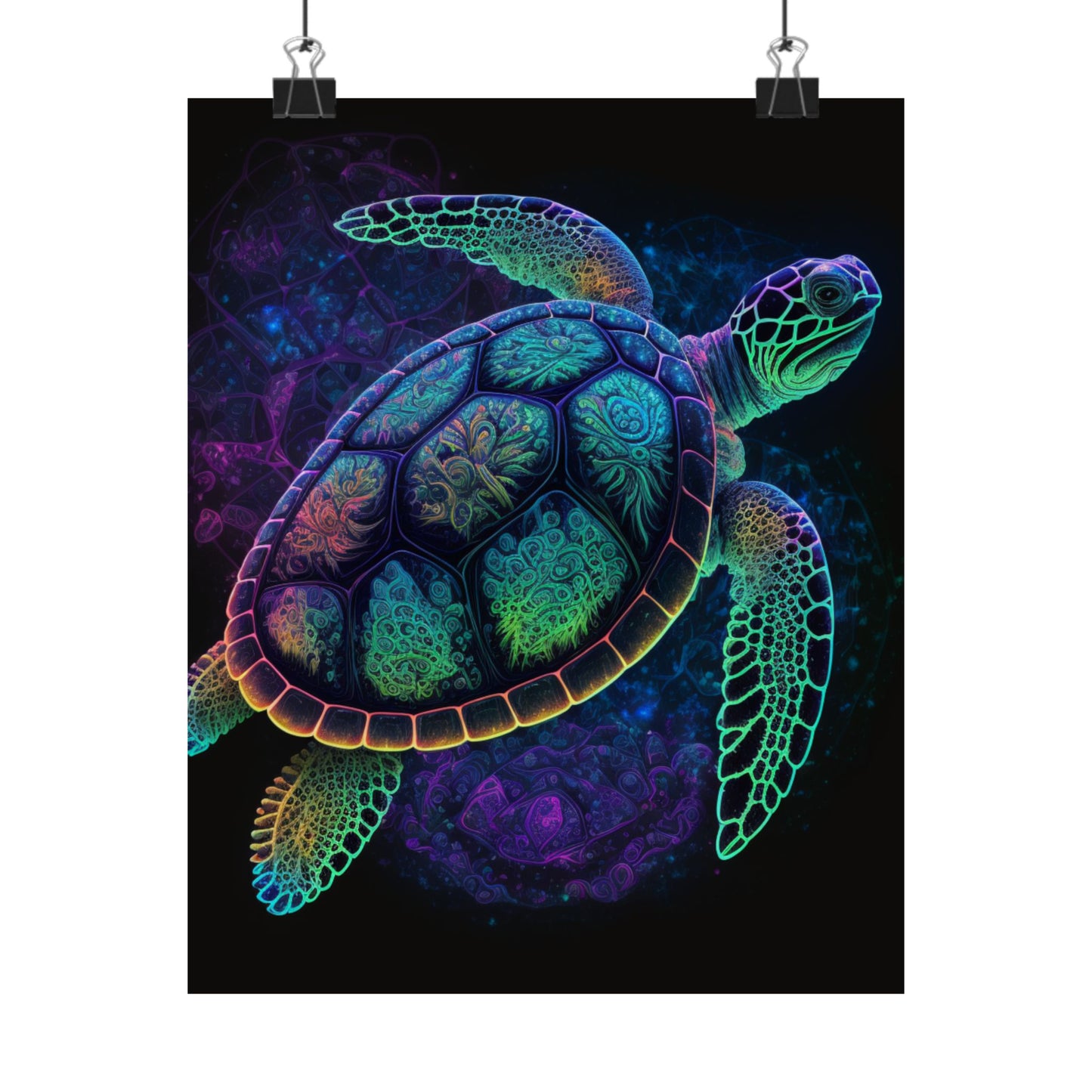 Trippy Turtle - Nautical Fine Art Print - Matte Vertical Poster - Ocean Art for Beach Lovers
