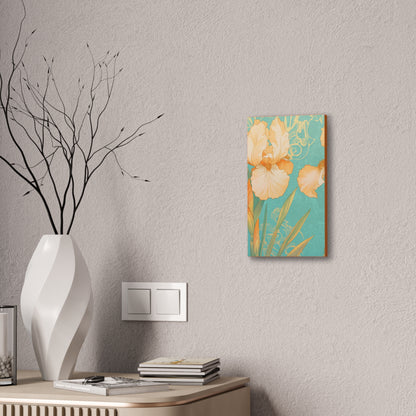 Iris Flowers on Turquois - Stretched Canvas