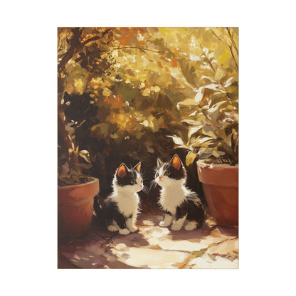 Kittens Conspire  - Garden Friends Series - Fine Art Print on Canvas