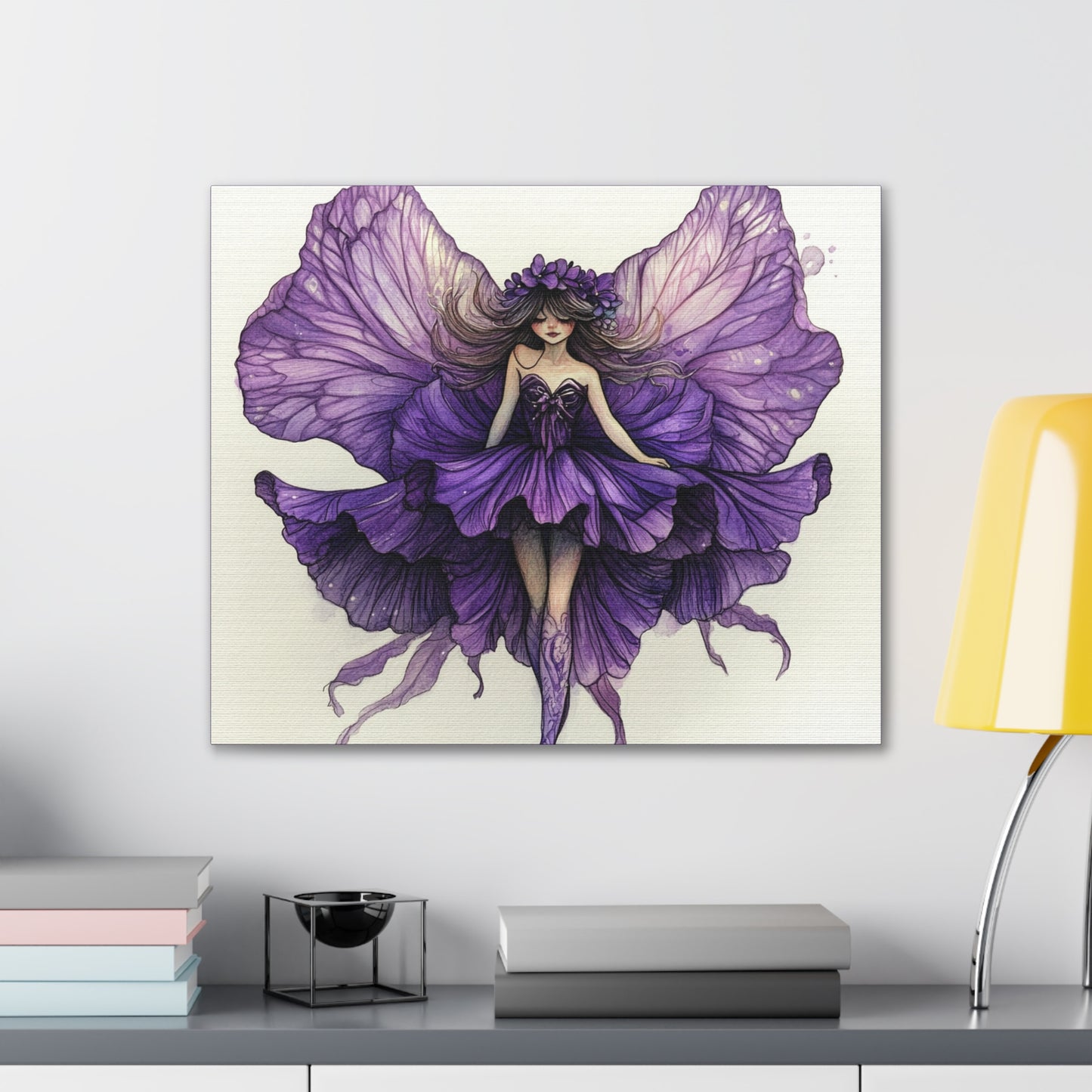 A Violet Affair - Fairies & Flowers Collection - Wall Art - on Canvas