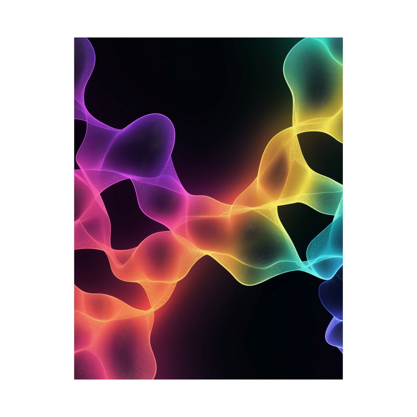 Vibrant Spectrum Abstract Poster - Colorful Wavelengths Energetic Art Print - Black Light Art - Spectrum of Light Wall Art