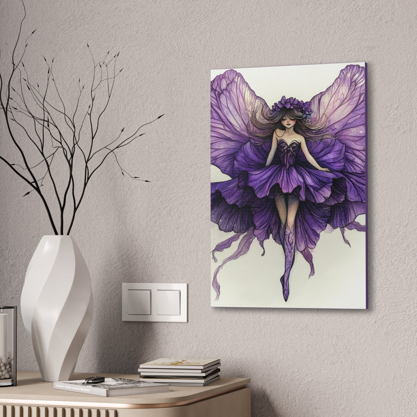 A Violet Affair - Fairies & Flowers Collection - Wall Art - on Canvas