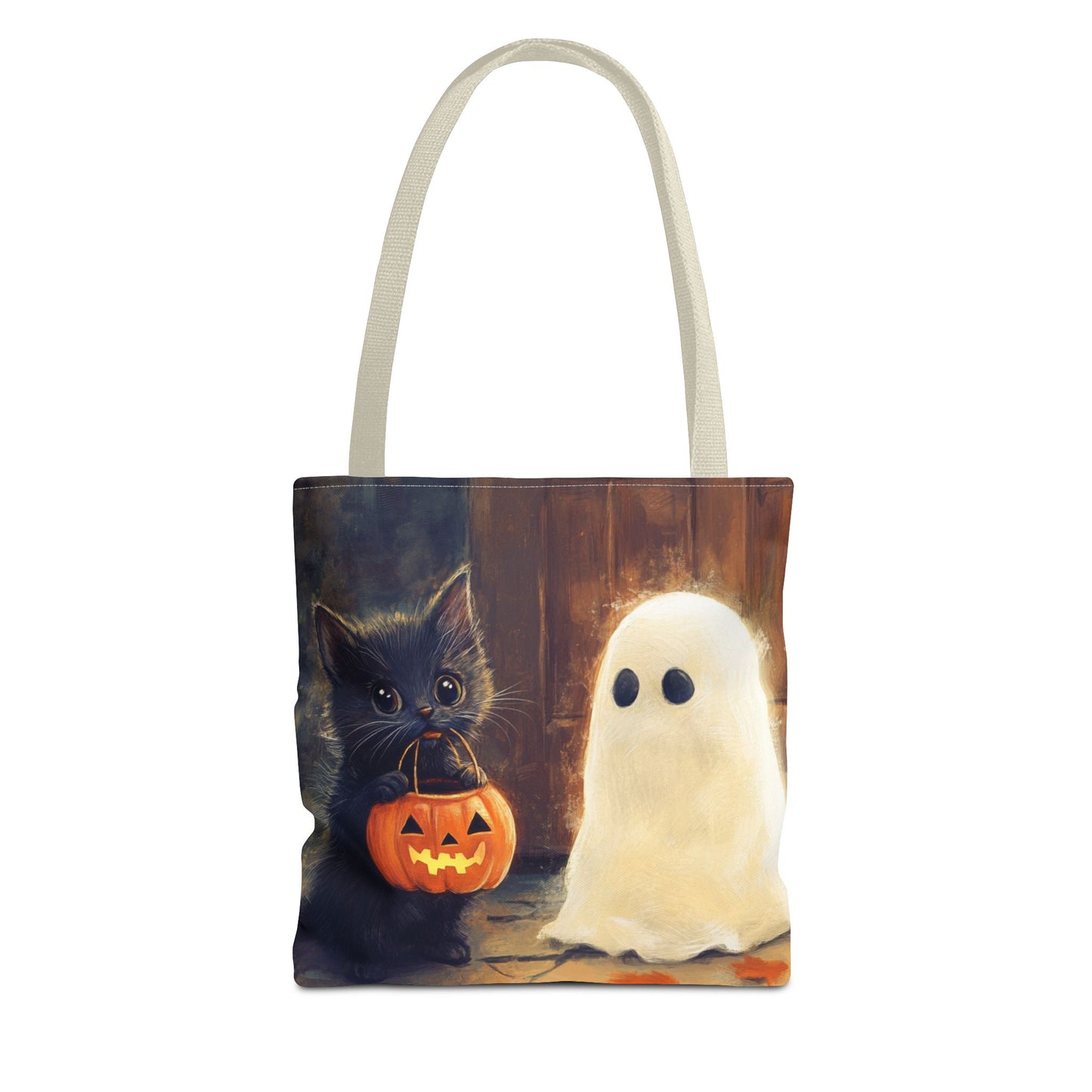 Trick or Treat Halloween Tote Bag - Kitten & Friendly Ghost