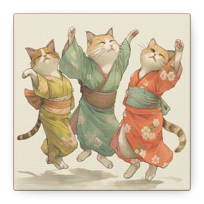 Cheery Cats Prancing - Wall Art Canvas - Home Décor