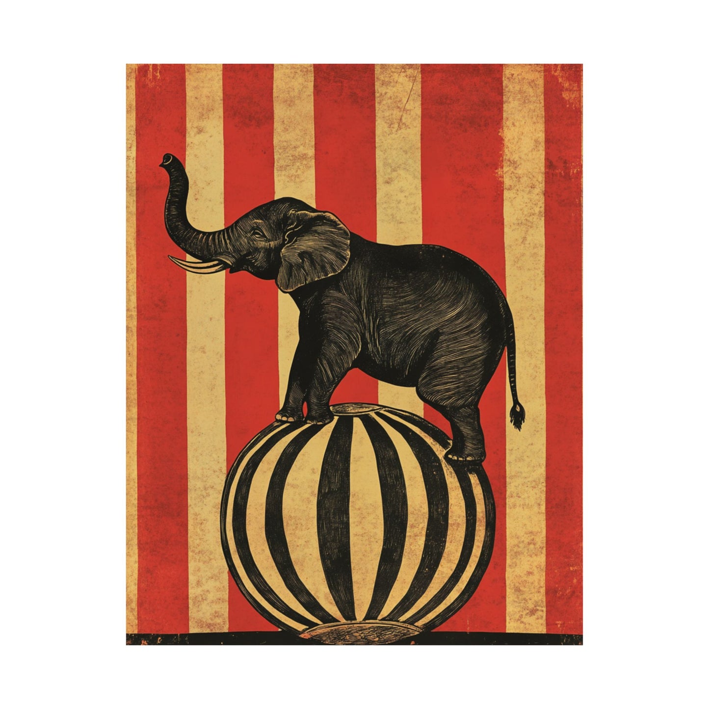 Vintage Circus Elephant Poster - Matte Fine Art Print - Wall Art for Bedroom or Nursery