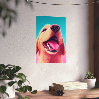 Good Boy - Golden Retriever - Whimsical Animals Series - Matte Vertical Poster - Perfect for Dog Lovers