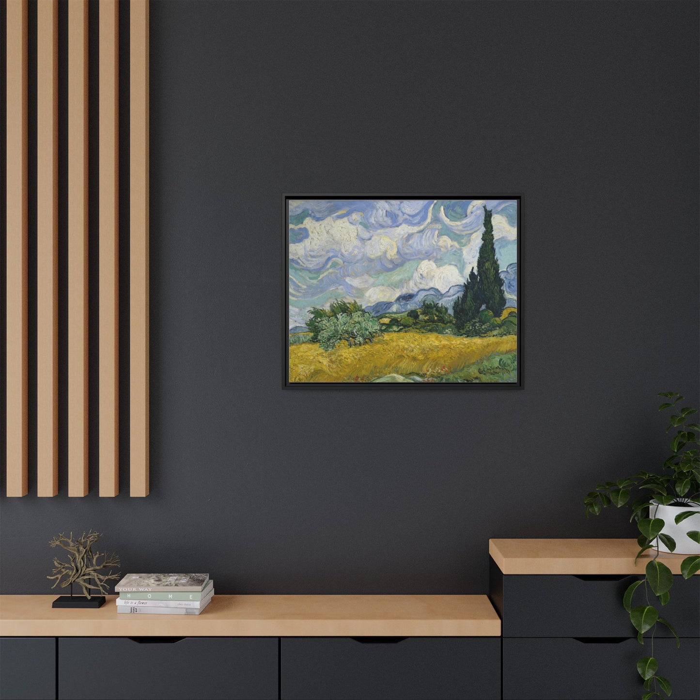 Van Gogh - Wheat Field with Cypresses - Museum Collection - Framed Canvas Print