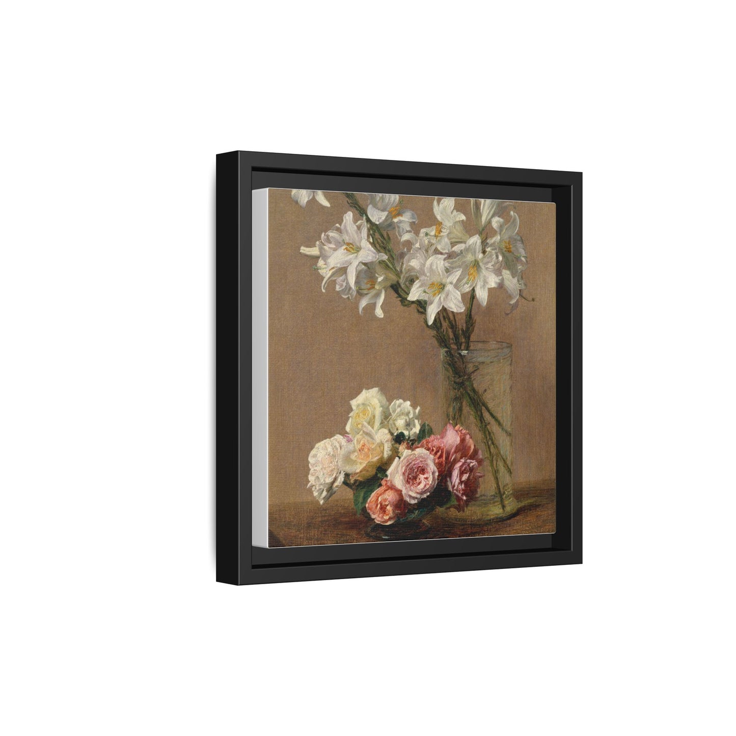 Henri Fantin-Latour : Roses and Lilies (1888) - Giclee Fine Art Print - Museum Collection Framed Canvas Print