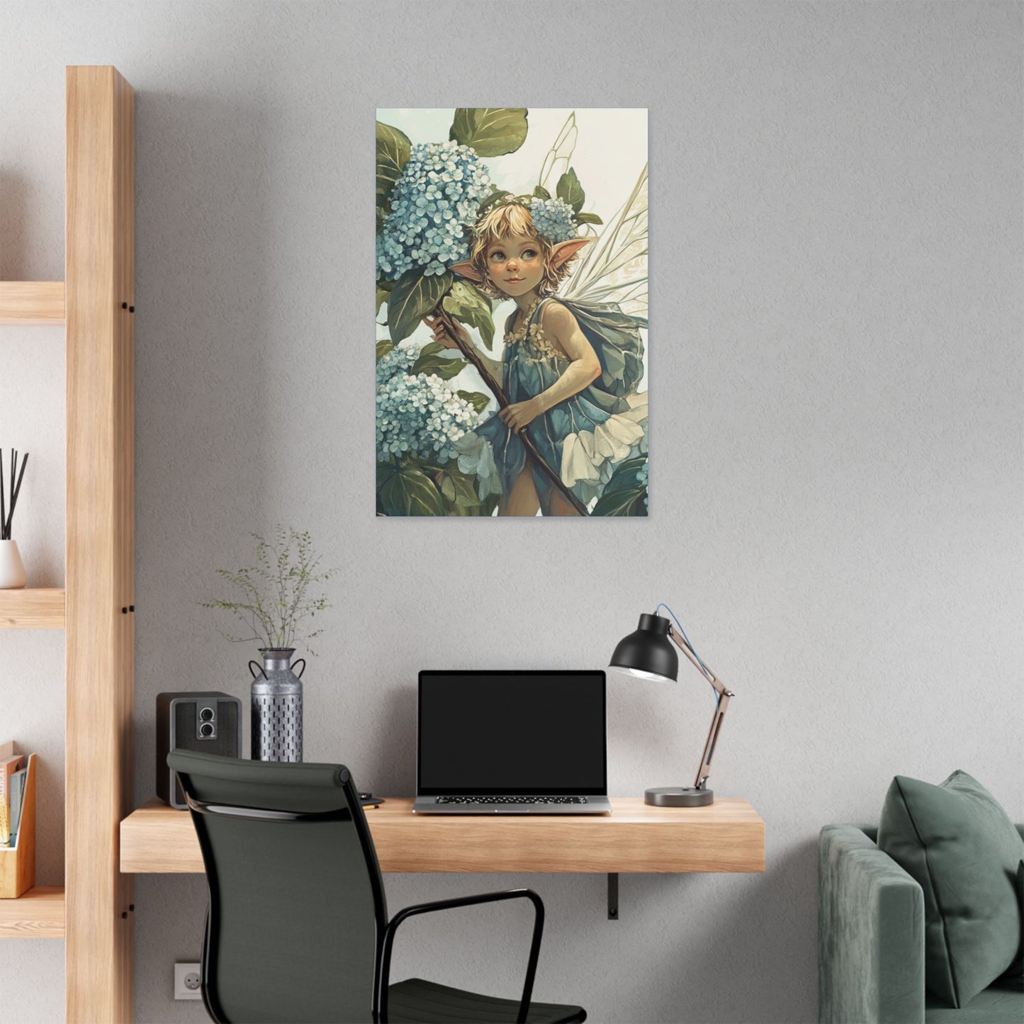 Blue Hydrangea - Flowers & Fairies Collection - Fine Art Print on Canvas